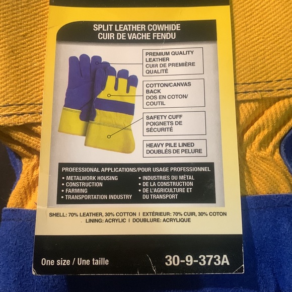 NWT Condor Split Leather Cowhide General OS Heavy Lined Industrial Work Gloves - Picture 3 of 3